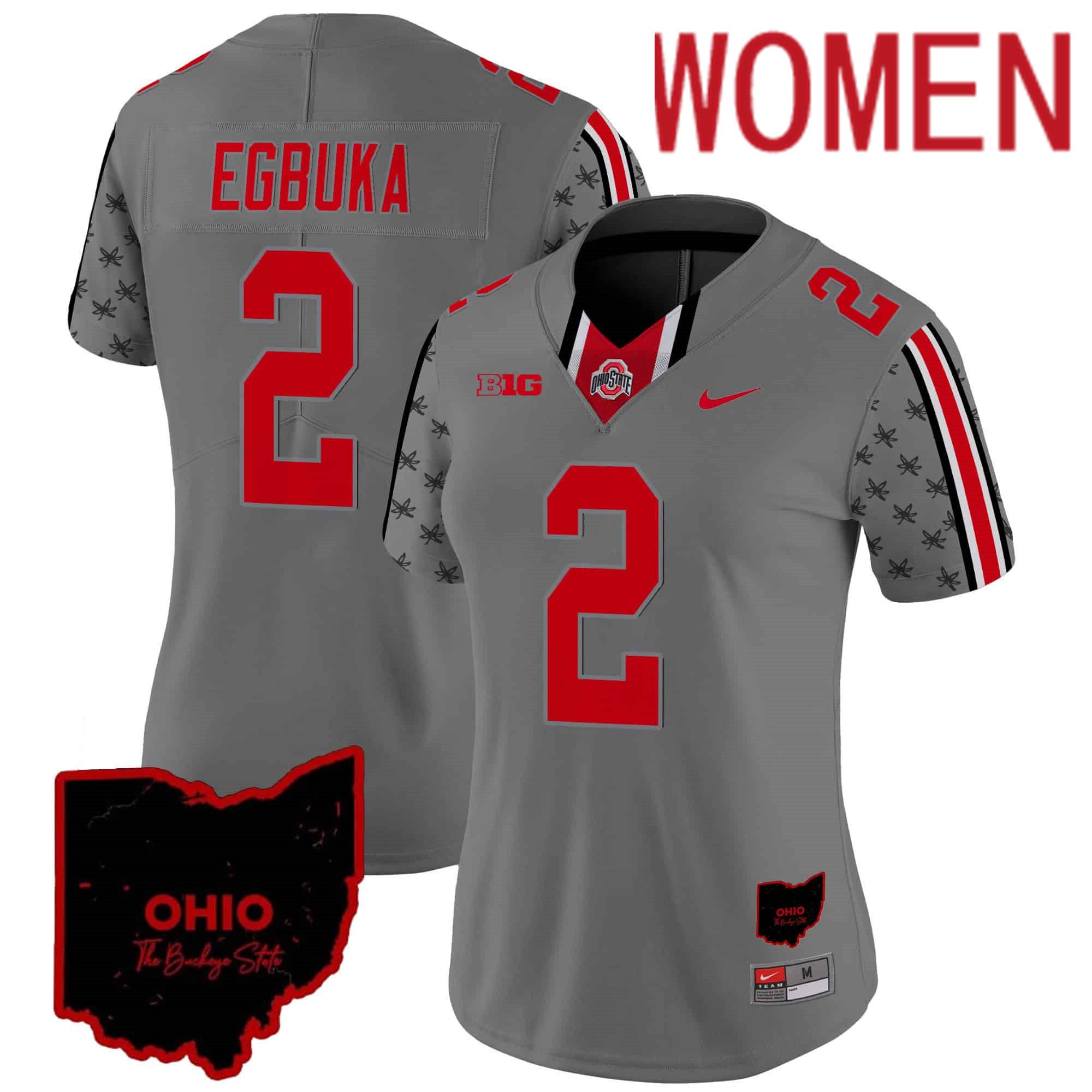 Women Ohio State Buckeyes #2 Egbuka Grey 2024 Nike Home Patch Vapor Limited NCAA Jersey->women nfl jersey->Women Jersey